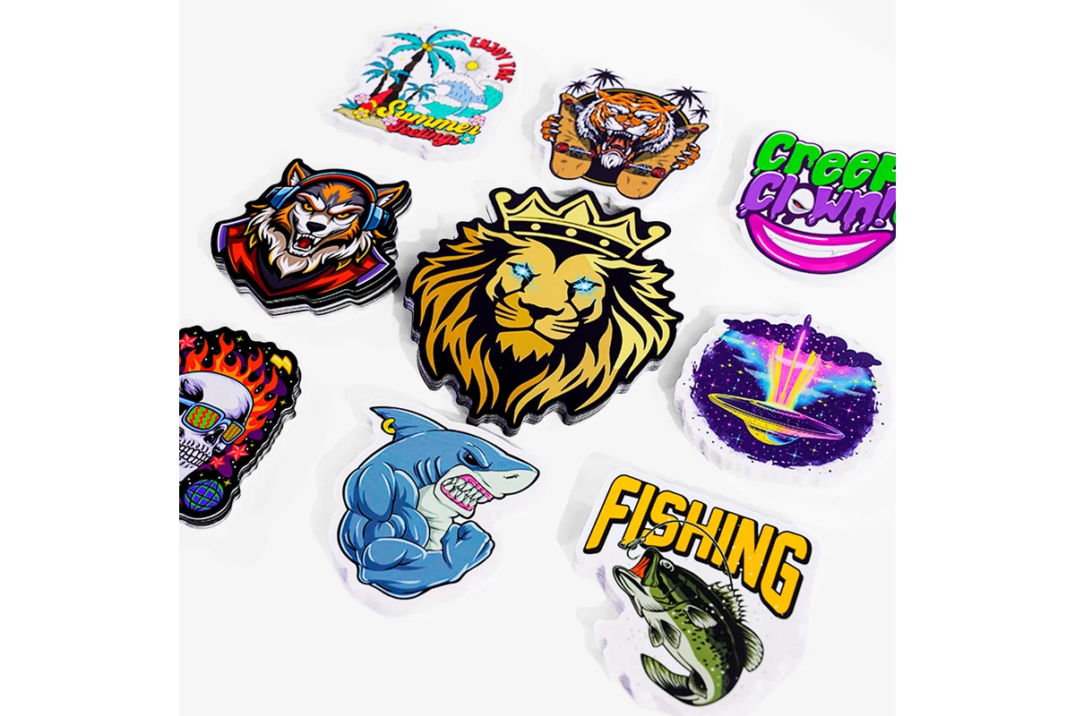 Colorful illustrated die-cut sticker samples