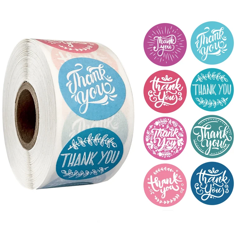 Printed round packaging labels supplied on a roll