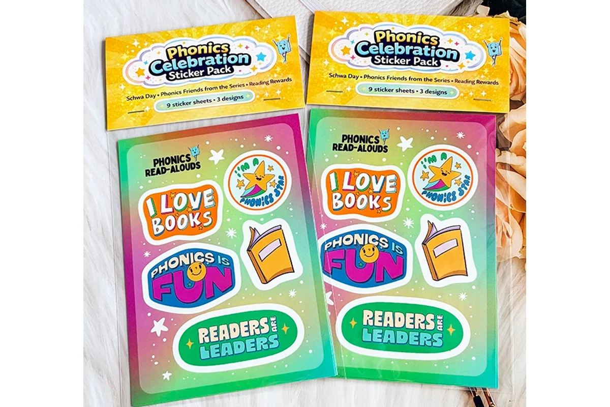 Sticker sheet sets packed in clear retail bags with header cards