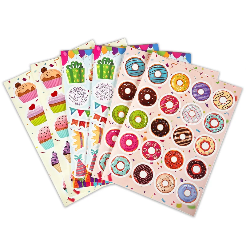 Themed sticker sheets arranged as a coordinated set